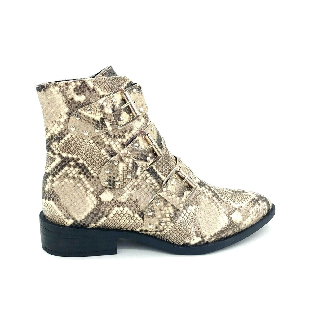 Steven Shoes Womens Boots Harmon‎ Ankle Bootie Side Zip Cushion Snakeskin 7.5